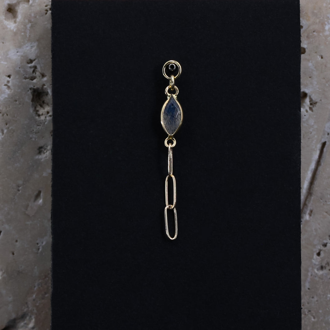 Labradorite marquise stone and paperclip chain charm