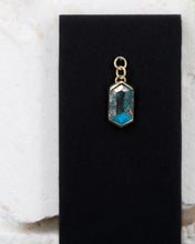 Load image into Gallery viewer, Morenci turquoise stone set in solid yellow gold
